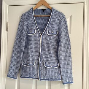 Talbots Tipped Tweed Knit Cardigan Sweater M